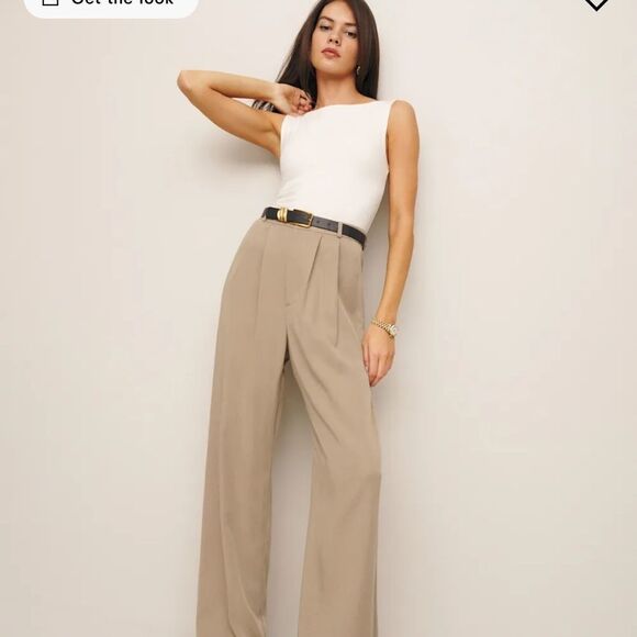 Reformation Mason Tan Wide Leg Pants Size 6P - Picture 4 of 11